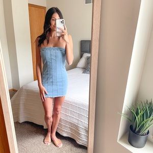 Denim Strapless Mini Dress